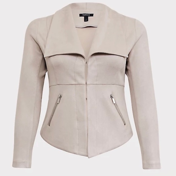Torrid Vegan Suede Peplum Jacket in Grey Size 1X - Picture 4 of 10